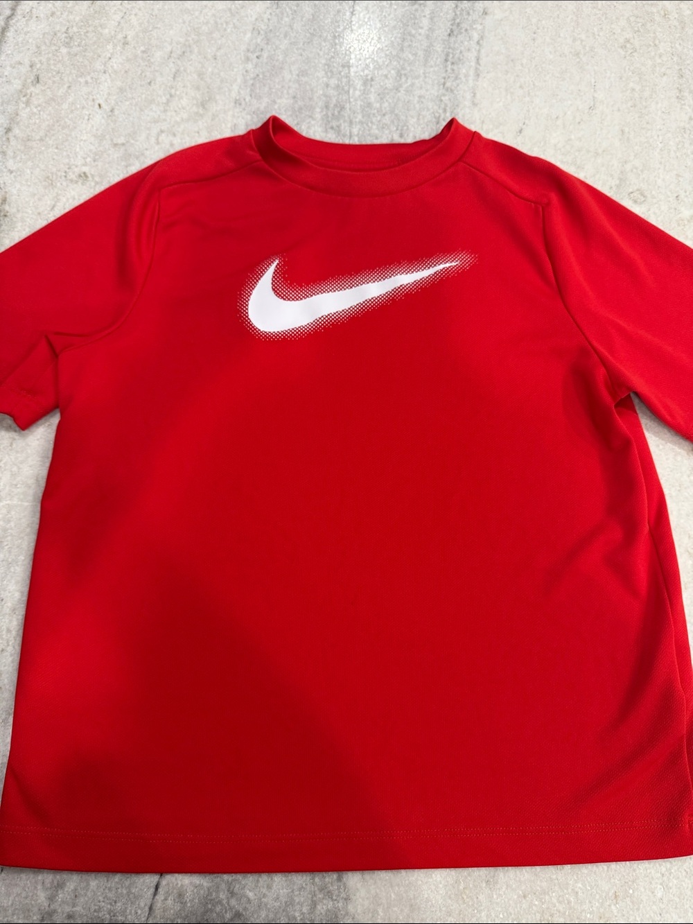 Nike Kids Red Short Sleeve Swim Rashguard with White Swoosh
